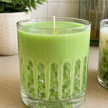 Candle Light Green Crystal Drip Candle (Gel) (1)