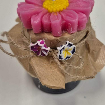 Candle Pink Daisy Jar Candle (Gel wax)