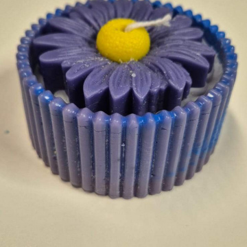 Candle Lavender Daisy Bloom Candle Bowl (Blue / Purple)