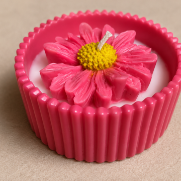 Candle Pink Pot / Container with Flower Candle